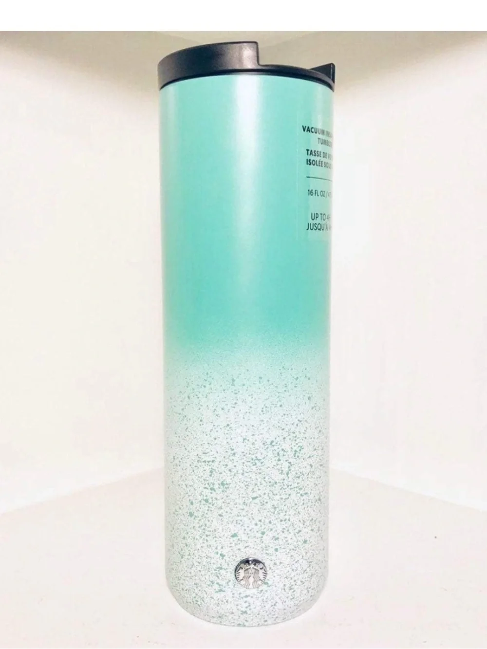 Starbucks 16 oz Aqua Ombre Glitter Travel Tumbler